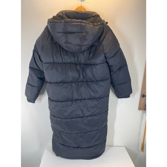 iets frans... Urban Outfitters Long Hooded Puffer Jacket Black Size Small - Picture 6 of 6